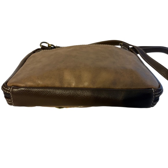 Chala Companion Organizer Brown Sunflower Vegan Leather Crossbody Bag - Picture 3 of 6